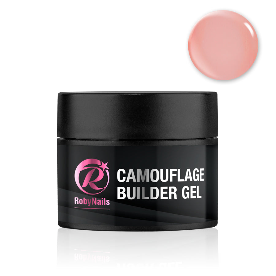 RobyNail Camouflage Builder Gel – High-Coverage, Natural Pink/Nude Builder Gel for Nail Extensions & Overlays